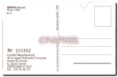 Het strooien van het graan — Senon (Meuse) — Comité Départemental de la Ligue Nationale Française contre le Cancer, N° 000802 — Achterkant