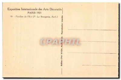 Pavillon van het Oosten — Internationale Expositie van Decoratieve Kunsten 1925 — Editeurs d'Art YVON, Neuilly-sur-Seine — Achterkant