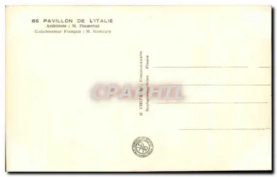イタリア館 — パリ国際博覧会1937 — 製作者：CH — 裏面
