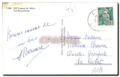 LUC (Lozère) — vista panoramica — Edizione MARCEL REMOND — Le Puy — Verso