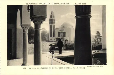 Pavillon de l'Algérie vu du Pavillon officiel de la Tunisie — Exposition Coloniale Internationale, Paris 1931 — Charles Montaland, Arch.
