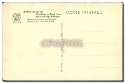 国际殖民博览会 — 巴黎1931年 — 美国展区 — 乔治·华盛顿故居复制品 — 查尔斯·K·布兰特建筑 — 背面