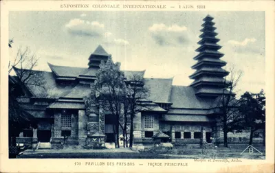 Pavillon des Pays-Bas — Façade principale — Exposition Coloniale Internationale — Paris 1931 — Moojen et Zweedijk, Archs.