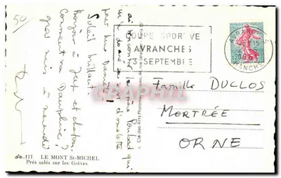 Monte Saint-Michel — Prés salés sobre as Grèves — Cle des Arts Photographiques, 44 rue Léteiler, Paris — Verso