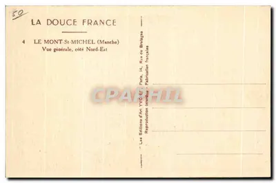 O Mont-Saint-Michel — Vista geral, lado Nordeste — Les Éditions d'Art Yvon, Paris — Verso