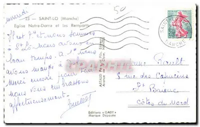 Saint-Lô (Manche) — Chiesa di Notre-Dame e i muri di cinta — Edizioni Gaby — Verso