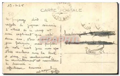 Bilhete postal antigo Villedieu Lago do Gue Riant — Verso