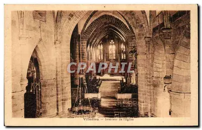 Villedieu — Interior da Igreja — Editor P. Drouin, Villedieu-les-Ponts (Manche)