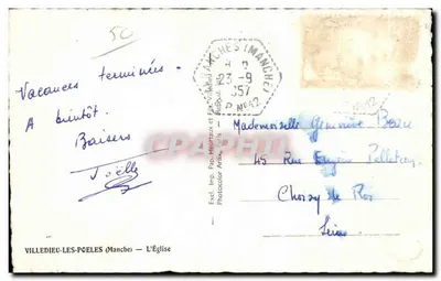 Villedieu-les-Poêles — L'Église — Excl. Imp. Pap. Hautraux et Fils, Paris — Rewers
