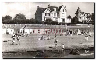 Bilhete postal antigo Saint Pair sur mer villa les courlis maison d enfants e a praia