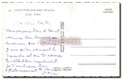 Jardim Público — Saint-Pair-sur-Mer (Manche) — Éditions Gaby — Verso
