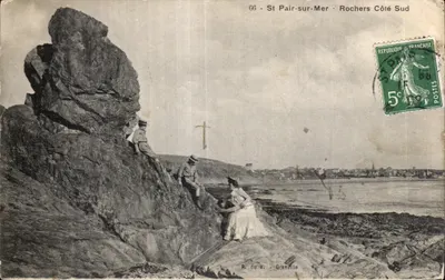 Bilhete postal antigo St pair sur mer rochers cote sud