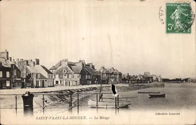 Bilhete postal antigo Saint Vaast La Hougue La Rivage
