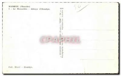 Bilhete postal antigo Hambye Le Monastere Abbaye d Hambye — Verso