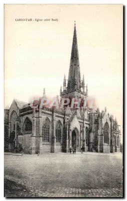 CARENTAN - Igreja (lado Sul) — vista da igreja gótica com seu campanário com ponta — editor: Impr. Albin Le Laperrous