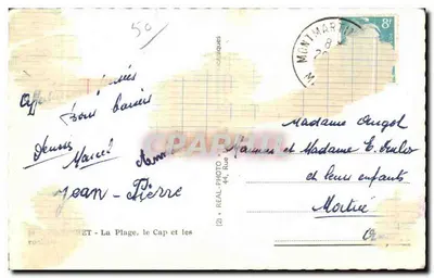 A Praia, o Cabo e as casas — Montmartre, 8 francos — editor REAL-PHOTO — Verso