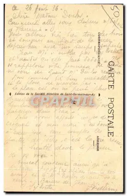 Bilhete postal antigo Saint Germain sur ay O ponte do velho moinho e o corpo de guarda — Verso