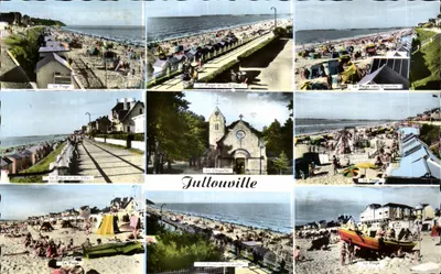 Jullouville — Vista da praia, da dique, da capela e dos arredores — Cliché REAL-PHOTO, Paris