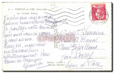 Duży Staw — Torigni-sur-Vire (Manche) — Wydawnictwo « Gaby » — Rewers