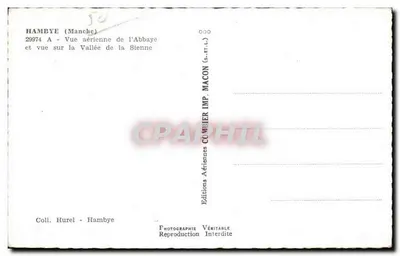Abadia de Hambye — Vista aérea e vista da Vale da Sienne — Éditions Cômeier — Verso
