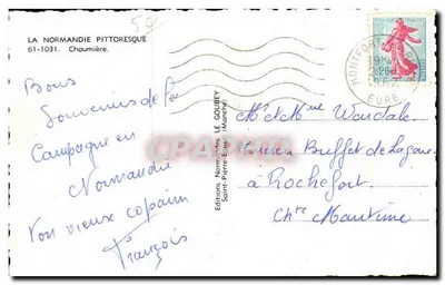 Chaumière — Normandia pittoresca — Edizioni Normanne LE GOUBEY (Saint-Pierre-Église, Manche) — Verso