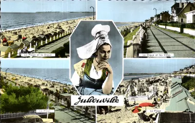 Jullouville — Vista da praia, da dique e das villas — Cie des Arts Photomécaniques