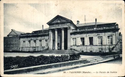 Bilhete postal antigo Valognes Manche o Palácio de Justiça