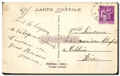 Bilhete postal antigo Valognes Manche o Palácio de Justiça — Verso