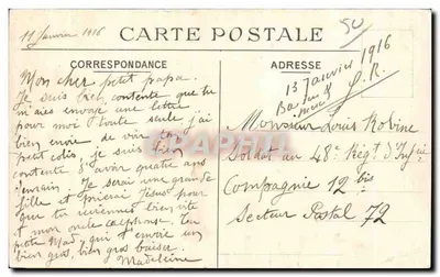 Bilhete postal antigo Biville Coro da Igreja — Verso
