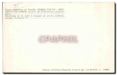 Szyfr rzeźbiony — Jadalnia — Zamek Fontenay-le-Comte, Vendée — Wydawnictwo Artystyczne Raymond Bergevin — Rewers