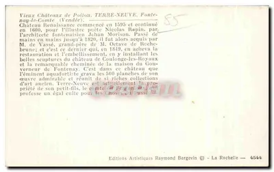 Castelo de Fontenay-le-Comte — Velhos Castelos do Poitou — Éditions Artistiques Raymond Bergevin — Verso