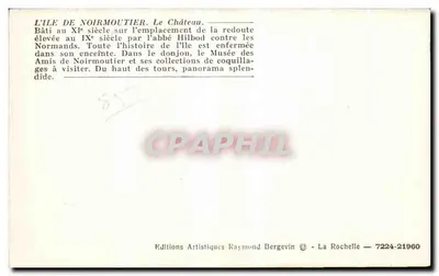 Island of Noirmoutier — The Castle — Éditions Artistiques Raymond Bergevin — Back