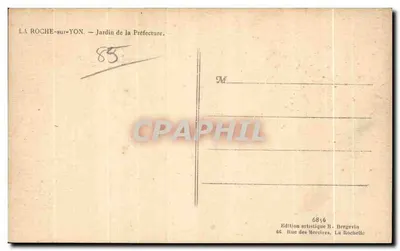 La Roche-sur-Yon — Jardim da Prefeitura — Edição artística R. Bergevin — Verso