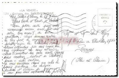 Traje dos Sables-d'Olonne — La Vendée — Editor Jean, n° 1314 — Verso