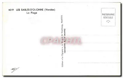 Les Sables-d'Olonne — Plaża — Wydawnictwo La Cigogne — Rewers