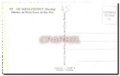 Wnętrze katedry Notre-Dame de Bon Port — Les Sables-d'Olonne (Vendée) — Wydawnictwo Gaby — Rewers