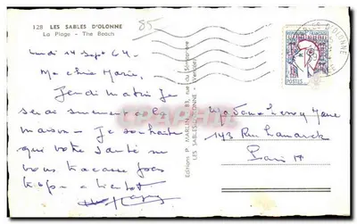 Les Sables d'Olonne — La Plage — Éditions P. Marlin, n°128 — Rewers