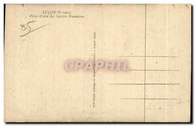 Luçon - Jezioro ogrodu Dumaine — wydawnictwo artystyczne B. Bergeron, La Rochelle — Rewers