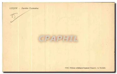 Luçon - Jardim Dumaine — editor Raymond Bergevin, La Rochelle, n° 17900 — Verso