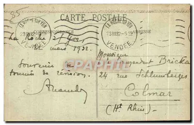 Luçon - O Palácio Episcopal - Coleção A. Robin, Tourneux-le-Caux — Verso