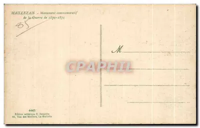 Maillezais — Pomnik upamiętniający zgon w wojnie 1870-71 — Artystyczne wydawnictwo R. Bergevin — Rewers