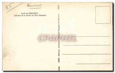 Floresta de MERVENT. Calvário da Gruta do Père Montfort — Éditions Artisques Raymond Bergstein — Verso