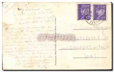 Bilhete postal antigo Mortagne Sur Sevre (Vendée) As quedas d'água Fleurlais — Verso