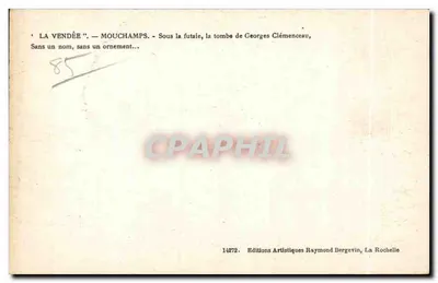 Mouchamps - Tumba de Clémenceau — Edições Artísticas Raymond Bergevin — Verso