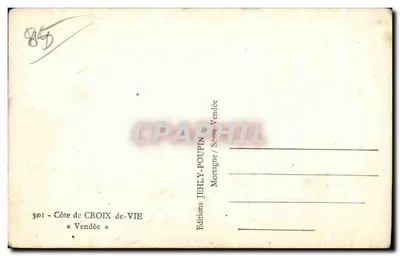 Costa de Croix-de-Vie — Vista de la playa y la orilla — Ediciones Jehly-Poupin — Reverso