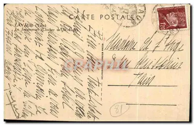 Lavaur (Tarn) — O Jacquemart (Campanário de St-Alain) — HélioGravure Combier — Verso