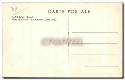 Gaillac (Tarn) — Parque de Huteau - O Castelo (frente Sul) — Combies & Macon — Verso