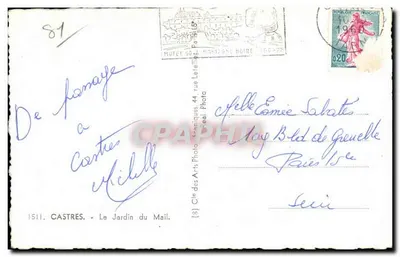 Castres - O Jardim do Mail — editor Cie des Arts Photographiques, n° (8) — Verso