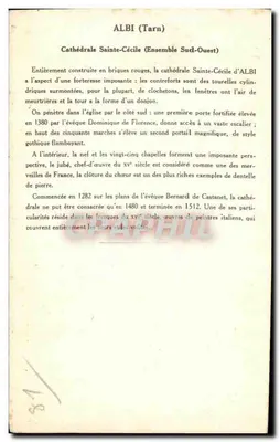 Albi (Tarn) — Cattedrale di Santa Cecilia (Complesso Sud-Ovest) — Collezione della Kolarsine e della Soluzione Pautaubege, 3a serie — Verso