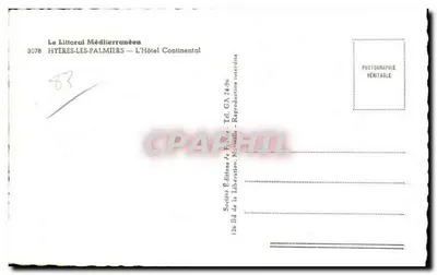 Hyères-les-Palmiers — O Hotel Continental — Edições da Liberdade — Verso